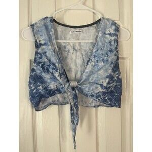 Reformation Linen Tie Dye Front Tie Top Women 4